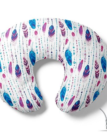 Poduszka rogal do karmienia Fioletowe pióra, Baby Love Decor