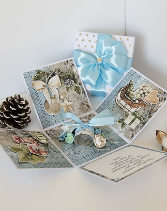 Świąteczne pudełeczko na prezent box na pieniądze, Papiernik