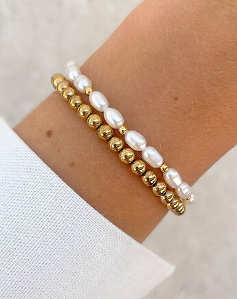 Bransoletki na gumce - perły Bella z hematytem, Bring Biżuteria