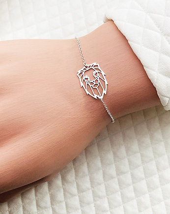 Bransoletka  z lwem, złoty lew, głowa lwa, Anemon Atelier