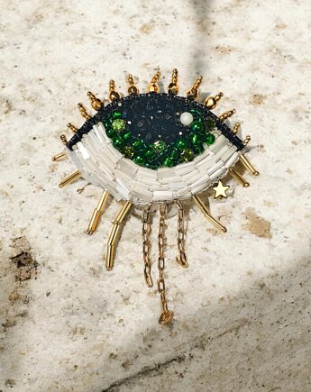 Wyjątkowa broszka OKO  handmade rękodzieło unikat, Kaikki