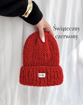 Czapka Lily 100% wełna *świąteczny czerwony*, GANGSTA KNIT