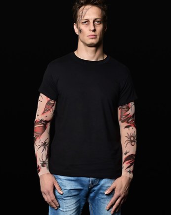 Czarny t-shirt męski z tatuażami Bloody Spiders, dirrtytown clothing