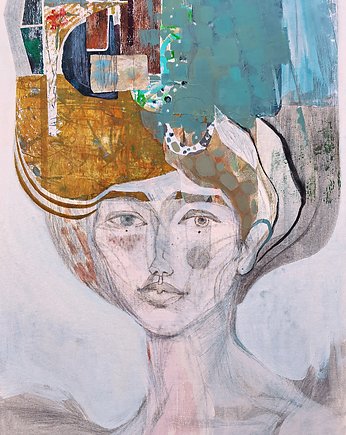Obraz oryginał na płótnie 50x70 cm - Kobieta nie z tej epoki, Gabriela Krawczyk
