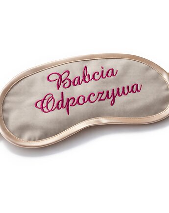 OPASKA Beżowa bawełniana haftowana Babcia odpoczywa PREZENT, Wyszywane