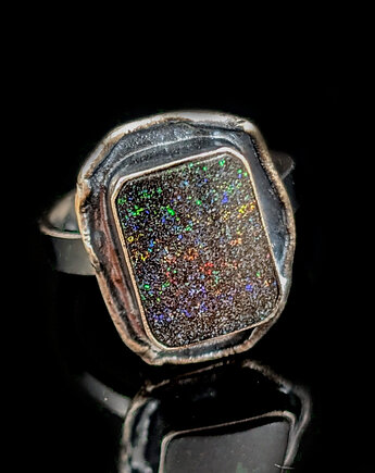 Pierścionek black Matrix opal, Pracownia Neores
