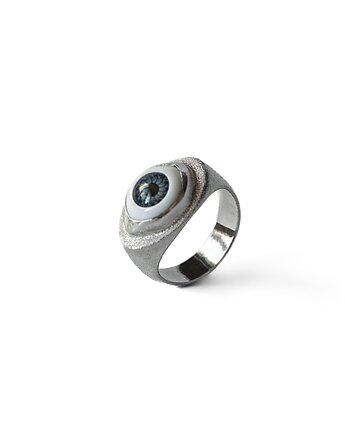 Pierścień srebrny OCULA sygnet grey, Gutowska jewelry