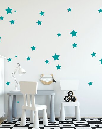 Naklejki na ścianę do pokoju dziecka. Gwiazdki w kolorze turkusowym, OKAZJE - Prezent na Baby shower