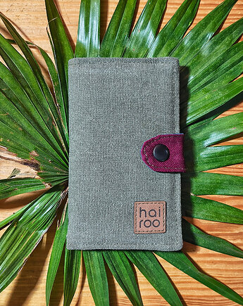 Portfel FUKU z bawełny canvas i bawełny drelich zielony, hairoo