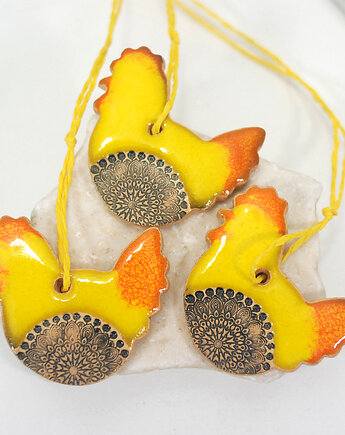 3 ceramiczne ozdoby wielkanocne - kurki, 10FingersArt