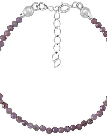 Bransoletka srebrna z kamieni naturalnych rubiny 3mm, Bring Biżuteria