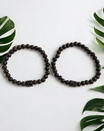 KOMPLET dla PARY - czarny turmalin & lawa - ochrona, kaktusia