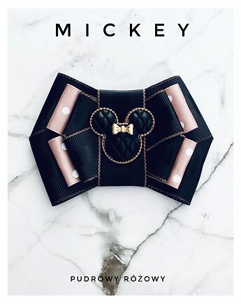 Czarno - Pudrowa Brosza MICKEY   Hit! 1szt, Pudrowy Różowy