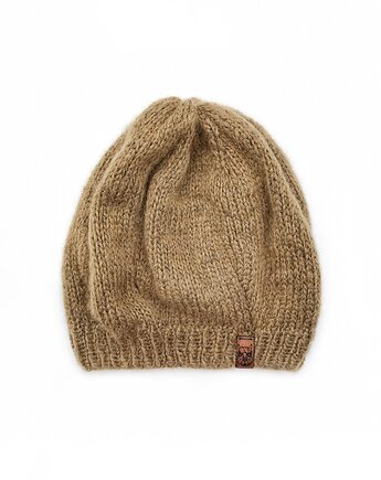 Jasno brązowa czapka beretowa z wełny alpaki Parisian, Holy Alpaca Knit