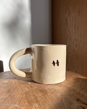 Duży Ceramiczny Kubek Handmade 450 ml z Pingwinami Arctic Love, Maison Fragile