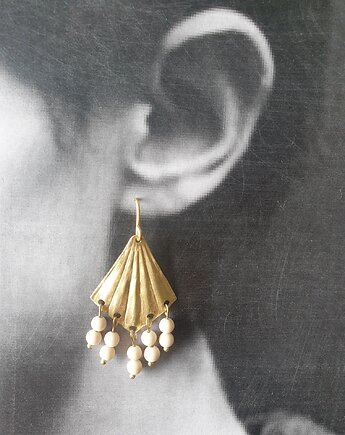 Kolczyki ORIGAMI wachlarze, jaspis river, mosiądz surowy, modesign