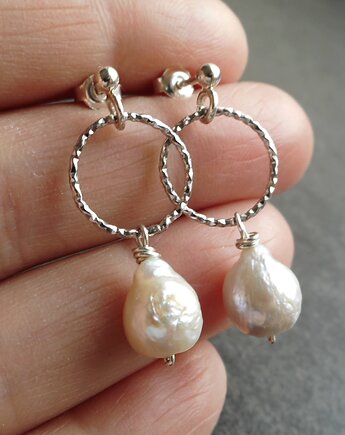 Kolczyki srebrne duże perły na kole, ZAMIŁOWANIA - Elegancki prezent