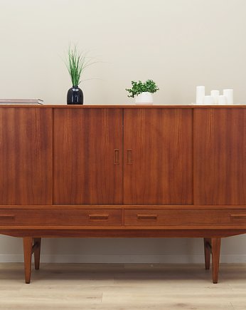Highboard tekowy, duński design, lata 70, produkcja: B, Przetwory design