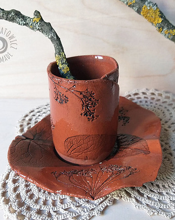 RED FLORA - ceramiczny zestaw do picia kawy, herbaty, Bea Fine Arts
