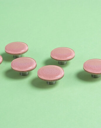 Różowa gałka do mebli, szklana, DOT manufacture