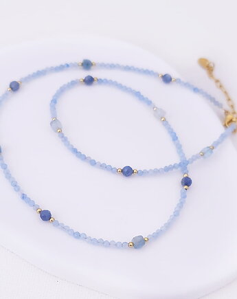Naszyjnik z kamieni naturalnych: akwamaryn, kianit, MYNESS
