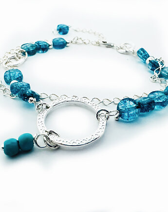 BLUE SUMMER -  Bransoletka kryształ górski,niebieskie kamienie, Anemon Atelier