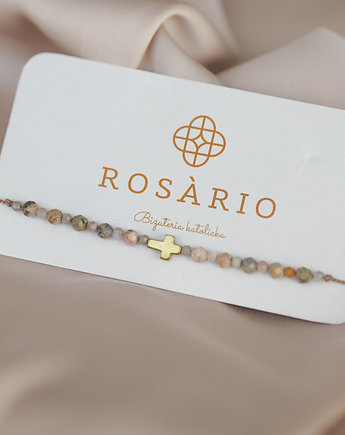 Bransoletka różańcowa beżowa +size, ROSARIO