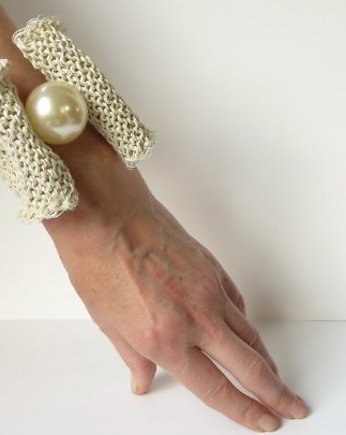 Bransoletka ze sznurka lnianego, cynamonn