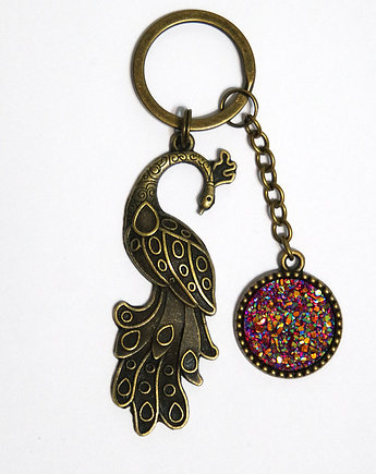 Breloczek - Paw, druzy burgund, yenoo