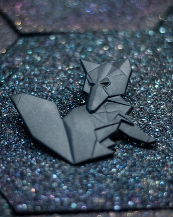 Broszka Porcelanowa Origami Lis Czarna, StehlikDesign