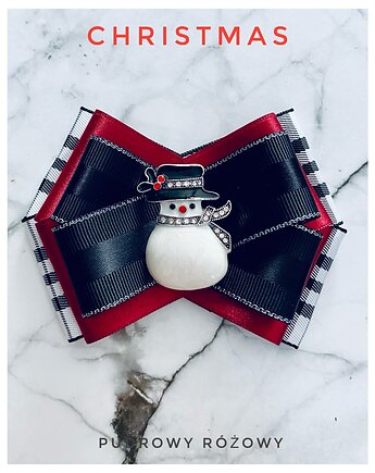 Brosza z Bałwanem Mikołajki Święta, Pudrowy Różowy