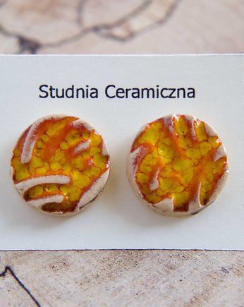 Kolczyki ceramiczne z wzorem pomarańcz, studnia ceramiczna