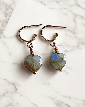 WYSYŁKA 24h  Kolczyki serduszka : LABRADORYT : wyjątkowy prezent, kaktusia