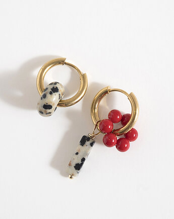 Złote kolczyki koła z kamieni naturalnych, ech studio