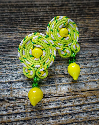 Cytrynki- letnie kolczyki soutache, Mró Soutache