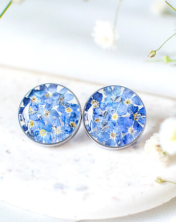 Kolczyki sztyfty z niezapominajkami, nature gift