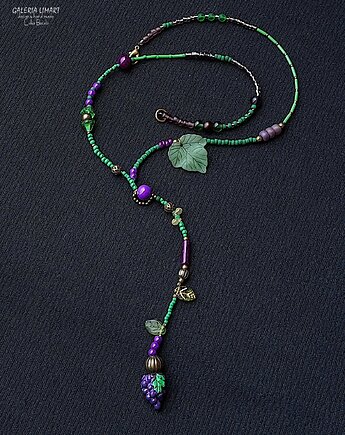 Boho cudny naszyjnik z drobnych koralików z winogronem PREZENT handmade, Galeria Limart