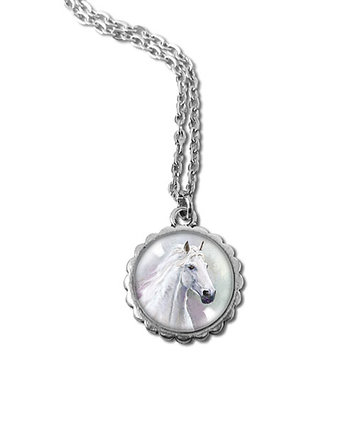 Medalion, naszyjnik - Biały koń - mały, yenoo