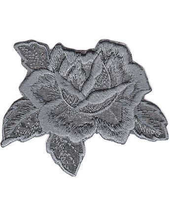 Naszywka naprasowanka RÓŻA SZARA termo haft dla dzieci 9,2x7,5cm, Wyszywane