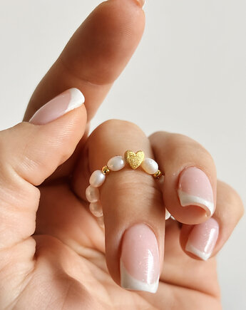 Pierścionek Heart Pearl, Chmolowska Jewellery