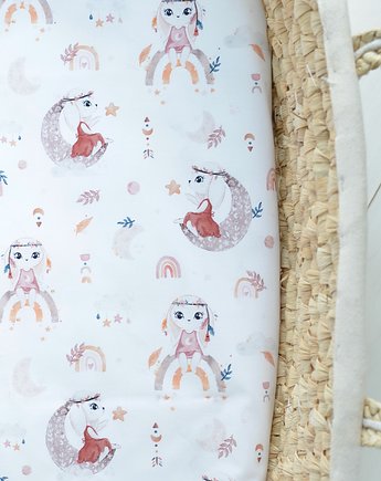 Prześcieradło premium w boho króliczki do wózka, gondoli lub kosza, NATELAND