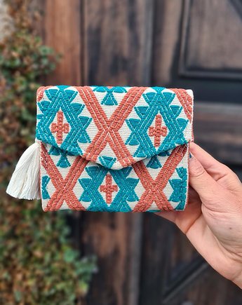 Portfel Tejido ręcznie robiony ręcznie tkany wzór meksyk kolory geometryczny, SempreArte