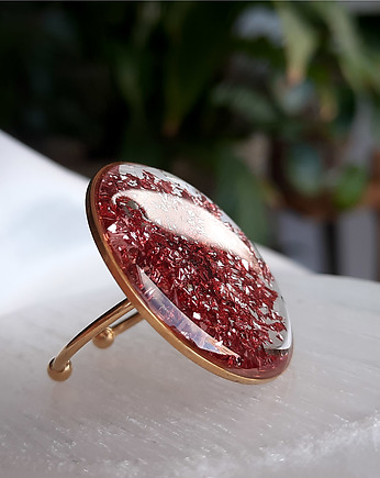 Pierścionek glam z drobinkami, Figa handmade accessories