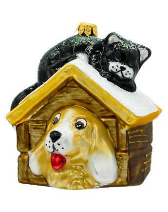 Bombka choinkowa: Pies i kot w budzie: brązowy, Syn Bombkarza