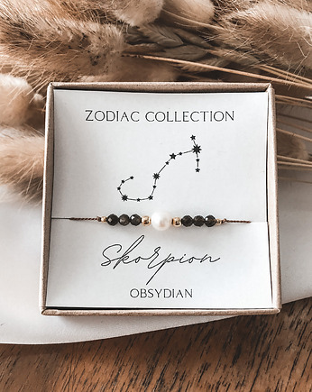 Bransoletka znak zodiaku Skorpion obsydian, Tiny Stone