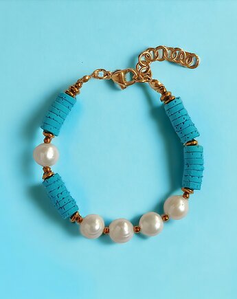 LIMITOWANA bransoletka : kolekcja summer ocean : PERŁY & LAWA turkusowa, kaktusia