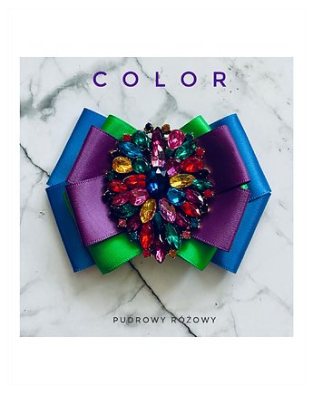 Brosza z kolekcji COLOR  z kolorowym kryształem, Pudrowy Różowy