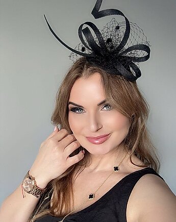 Fascynator REBECA czarny/  inne kolory, MONIKA SAXTON LUXURIOUS MILLINERY