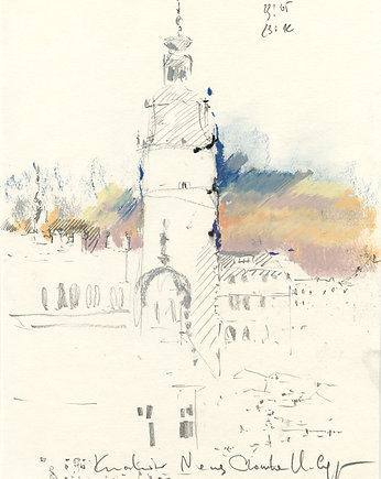 Kraków -widok z okna   - ołówek/sucha pastela, Studio Mini Forma