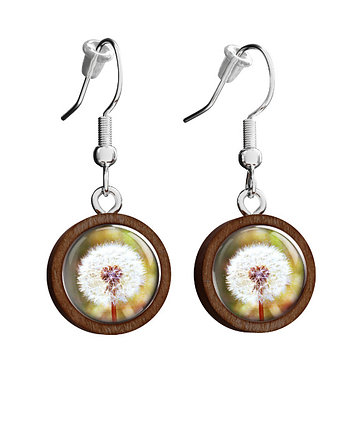 Kolczyki drewniane - Dmuchawiec - wiszące, yenoo